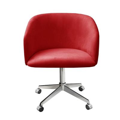 Poltrona Atenas Giratória com Rodinhas Suede Vermelho Bella Decor