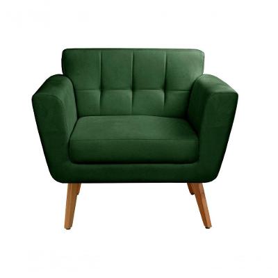 Poltrona Bruna Decorativa Veludo com Pés Palito Confortável Verde 270