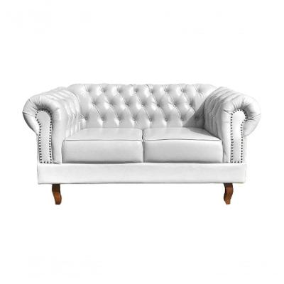 Sofá Dom Pedro 2 Lugares 155CM Branco Couro Sintético Couríssimo 065