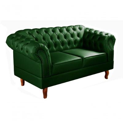 Sofá Dom Pedro 2 Lugares 155CM Verde Couríssimo Sintético Bella Decor