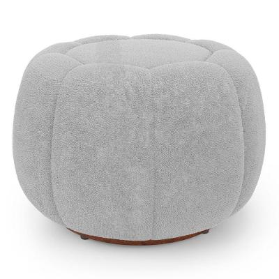 Puff Abóbora Orgânico Shell Redondo Espuma Bouclê Cinza Claro Abmaza
