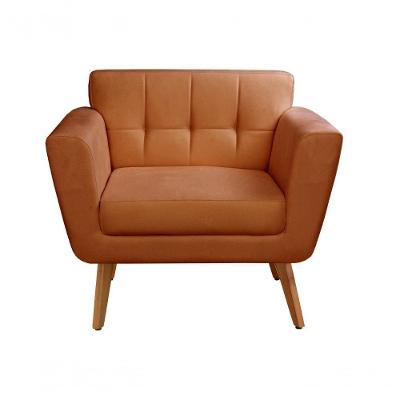 Poltrona Bruna Veludo Pés Palito Espuma D26 Terracota 400 Bella Decor