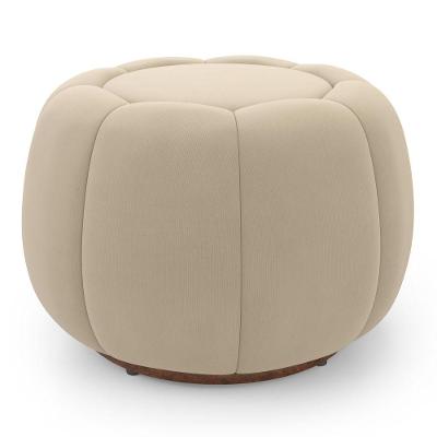 Puff Decorativo Abóbora Orgânico Shell Veludo Bege Abmaza