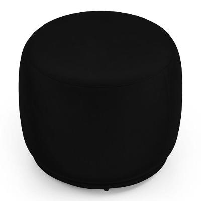 Puff Decorativo Living Molly Redondo Couro Sintético Preto Abmaza