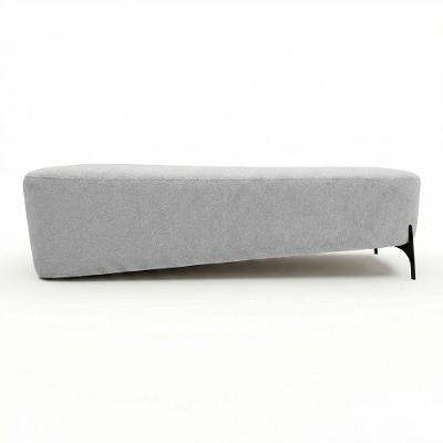 Puff Recamier Orgânico Lavie Premium Chenille Bouclê Prata Abmaza