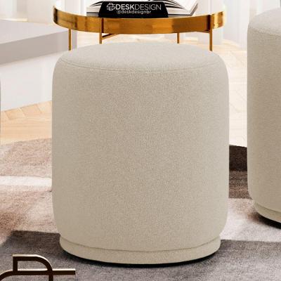 Puff Decorativo Orgânico Mavi Redondo Espuma Suede Bege Abmaza