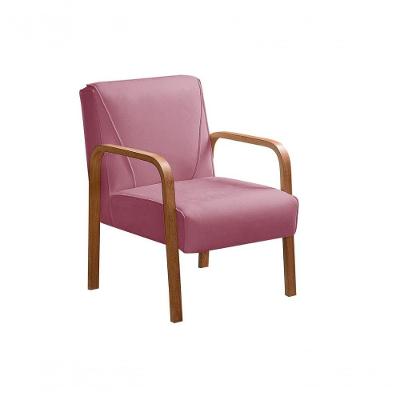 Poltrona Anita Decorativa para Sala de Estar Suede com Espuma D26 Rosa 280 Bella Decor