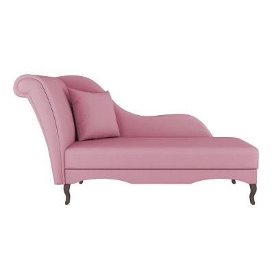 Recamier Valentina 2 Lugares com Chaise 150CM Rosa Suede Abmaza
