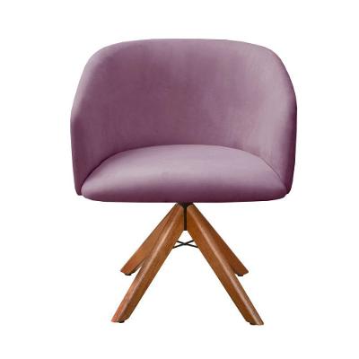 Poltrona Atenas Giratória em Veludo com Base de Madeira Roxo Bella Decor