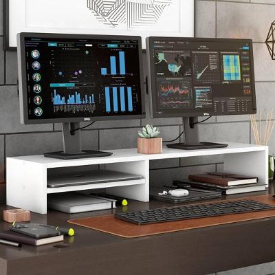 Suporte para Monitor Notebook Soft Elevado Moderno sem Gavetas MDF 95CM Branco Abmaza