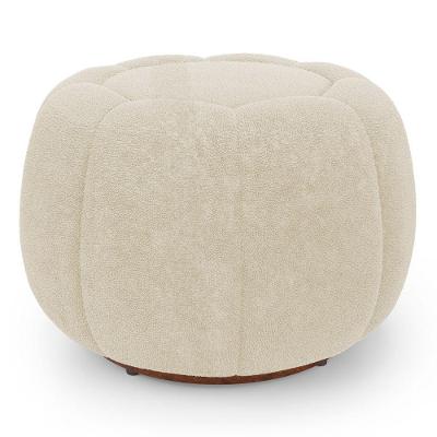 Puff Abóbora Orgânico Shell Bouclê Bege Poliéster Espuma Abmaza