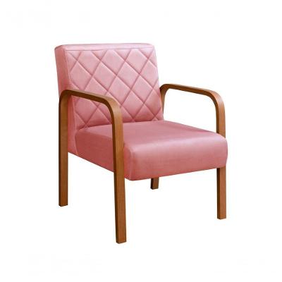 Poltrona Lara Decorativa Suede com Assento Ergonômico Rosa 280 Bella Decor