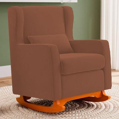 Poltrona Decorativa Zoe Base Balanço Veludo Terracota Abmaza
