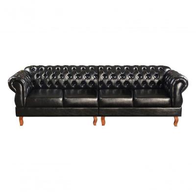 Sofá Duquesa 4 Lugares 250CM Preto Couríssimo 005 Bella Decor