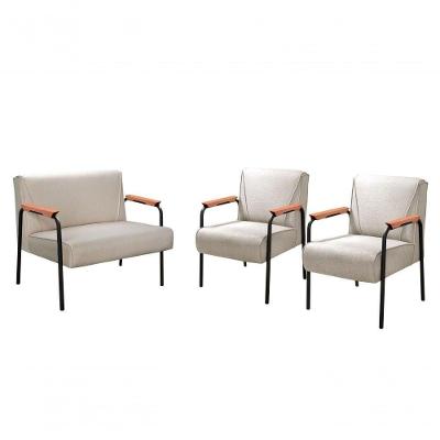 Conjunto de Sofás Jade 4 Lugares 108CM Bege Linho Bella Decor