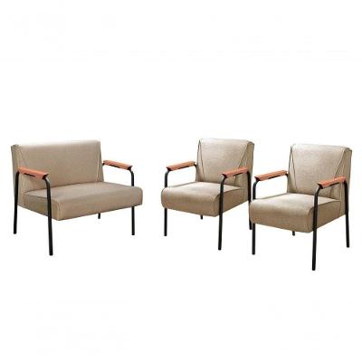 Conjunto de Sofás Jade 4 Lugares 108CM Linho Marrom Bella Decor