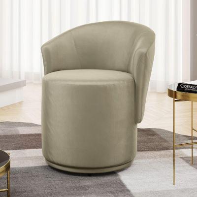 Poltrona Orgânica Mavi Fixa de Veludo com Espuma D23 Confortável Bege Abmaza