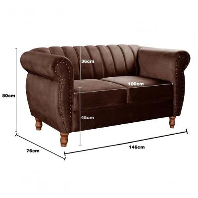 Conjunto de Sofás Realeza 2 e 3 Lugares Veludo Marrom Bella Decor