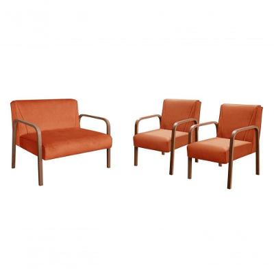 Conjunto de Sofás Anita 4 Lugares 108CM Terracota Veludo Bella Decor