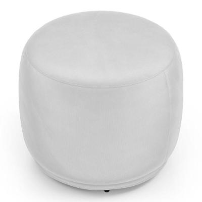 Puff Redondo Living Molly Orgânico Couro Sintético Branco Abmaza