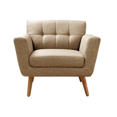 Poltrona Bruna Decorativa com Pés Palito Espuma D26 Marrom 150 Bella Decor