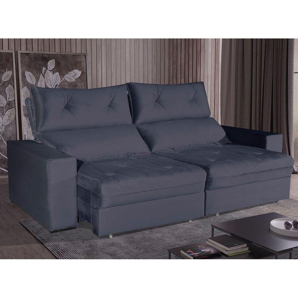 Conjunto De Estofados Rubi Sofá Retrátil Bom Pastor Cinza - 2
