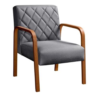Poltrona Lara Suede Matelassê Ergonômica Linho Cinza 320 Bella Decor