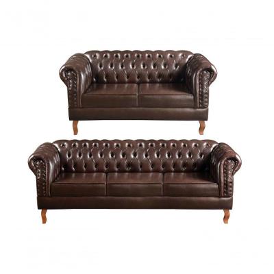 Conjunto de Sofás Dom Pedro 2 e 3 Lugares 215CM Café Bella Decor