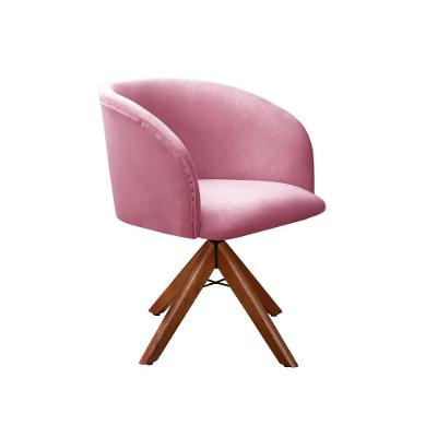 Poltrona Atenas Giratória de Madeira Suede Assento D26 Rosa Bella Decor