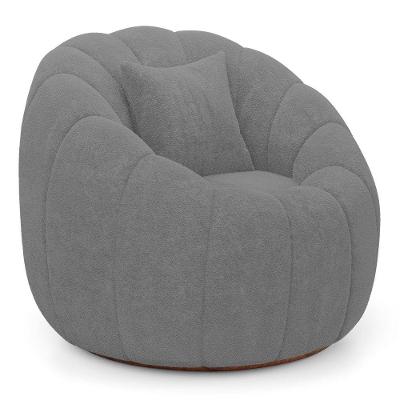 Poltrona Decorativa Concha Shell Bouclê com Espuma D24 Cinza Escuro Abmaza