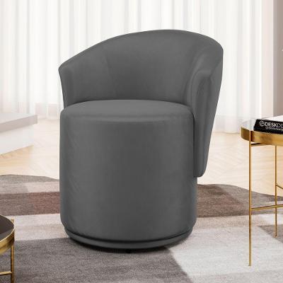 Poltrona Decorativa Orgânica Mavi Fixa Veludo Confortável Cinza Escuro Abmaza