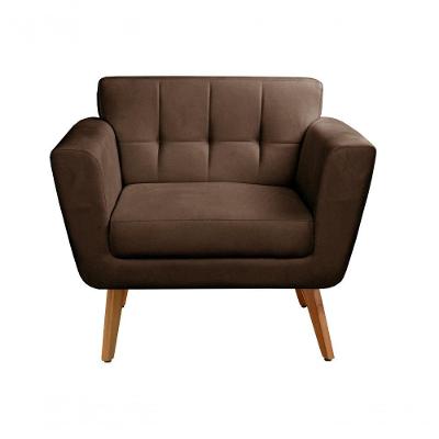 Poltrona Bruna Veludo Pés Palito Espuma D26 Marrom Bella Decor