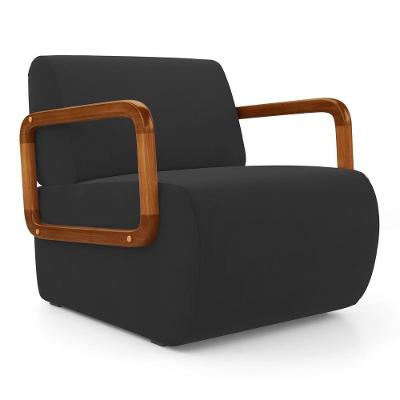 Poltrona Decorativa Kavya Living Veludo Espuma D26 Preto Abmaza