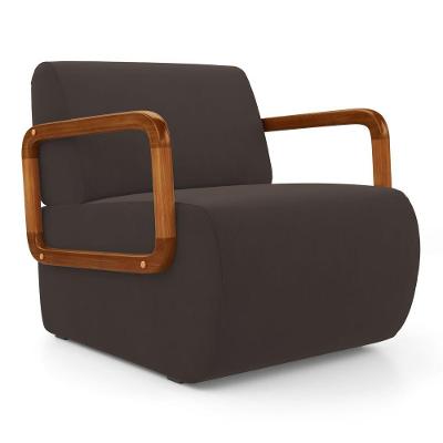 Poltrona Decorativa Kavya Living Veludo Espuma D26 Marrom Abmaza