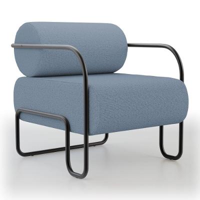 Poltrona Decorativa Miska Linho Fibra Siliconada Azul Denim Abmaza