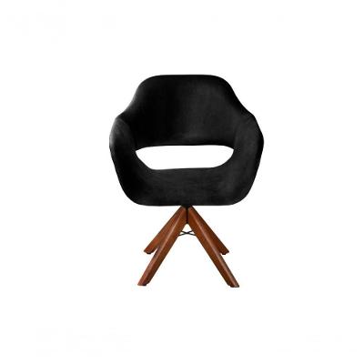 Poltrona Zara Giratória em Veludo com Base de Madeira Preto Bella Decor