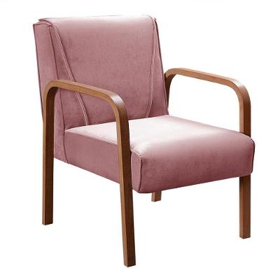 Poltrona Anita Veludo Rosê Pés Palito Espuma D26 Bella Decor