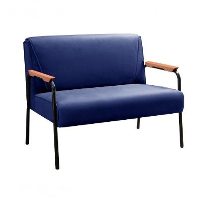 Sofá Jade 2 Lugares Fixo 108CM Azul Veludo Namoradeira Bella Decor