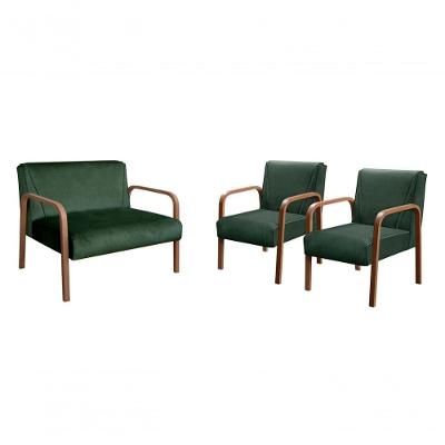 Conjunto de Sofás Anita 4 Lugares 108CM Veludo Verde Bella Decor