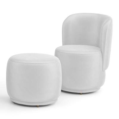 Poltrona Molly com Puff Orgânico Couro Sintético Conforto Branco Abmaza