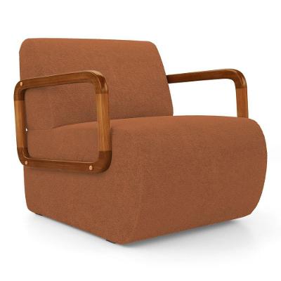 Poltrona Decorativa Kavya Bouclê Ergonômica Terracota Abmaza