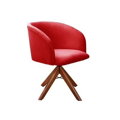 Poltrona Atenas Giratória Suede Decorativa com Braços Vermelho Bella Decor