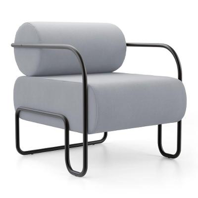 Poltrona Decorativa Orgânica Miska Living Veludo Confortável Cinza Claro Abmaza
