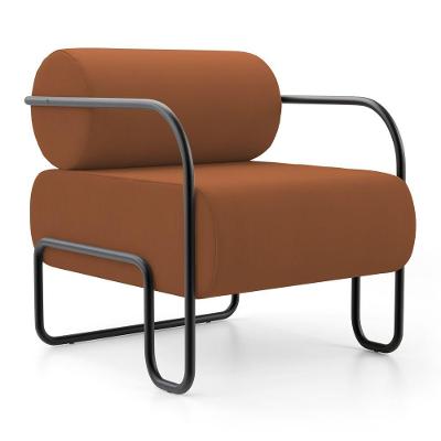 Poltrona Decorativa Miska Living Veludo Fibra Siliconada Terracota Abmaza