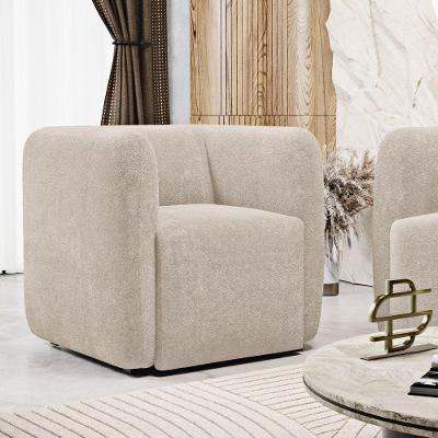 Poltrona Decorativa Living Maya para Sala Bouclé Suede com Espuma D26 Confortável Bege Abmaza