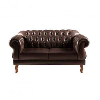Sofá Duquesa 2 Lugares 155CM Café Couríssimo 015 Couro Sintético Bella Decor