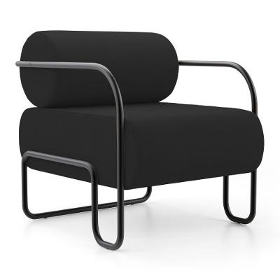 Poltrona Decorativa Miska Living Veludo com Pés de Metal Preto Abmaza