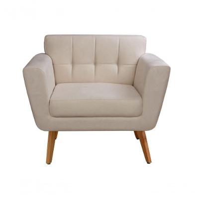 Poltrona Bruna Veludo Pés Palito Espuma D26 Capuccino Bella Decor