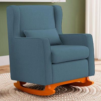 Poltrona Decorativa Zoe Base Balanço Linho Confortável Azul Abmaza