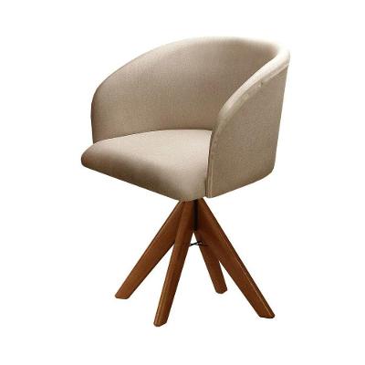 Poltrona Atenas Giratória Suede Espuma D26 Linho Marrom Bella Decor